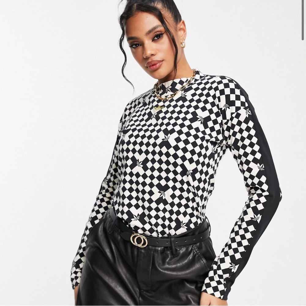 NEW Adidas Ski Chic Allover Print Long Sleeve Tee